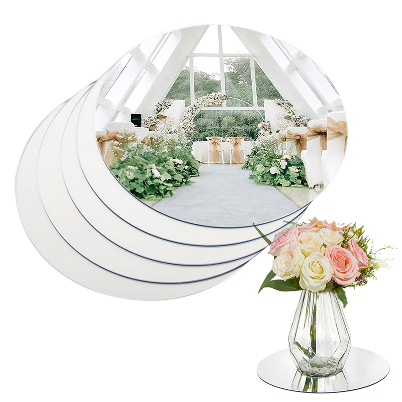 Conference Table Round - 20cm Round Mirror Glass Tray Acrylic
