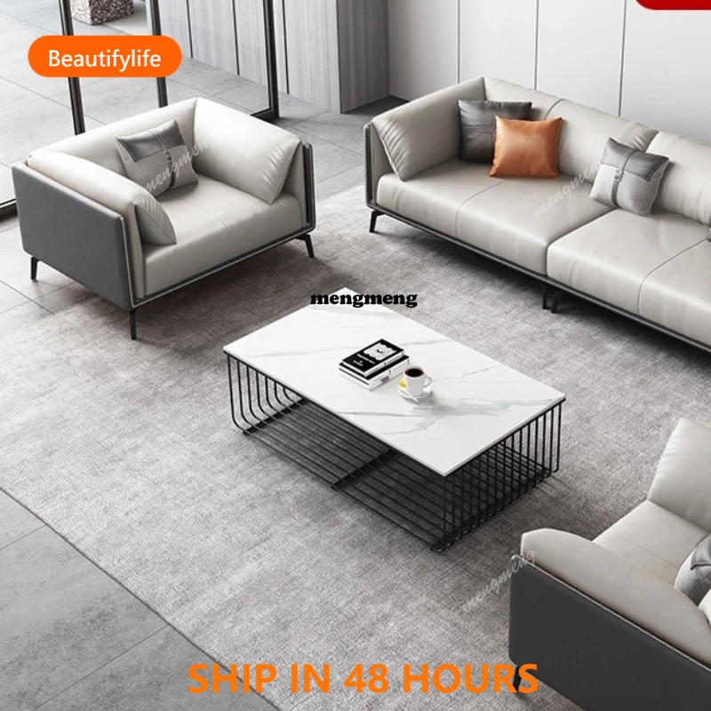 Office Furniture Luxury - 03 Cowhide Business Office Sofas Reception