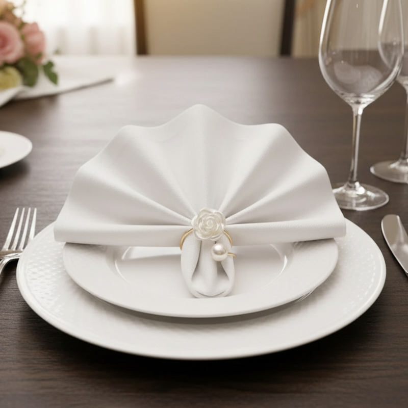 Conference Table Round - 1-24PCS Elegant Pearl Rose Napkin Rings