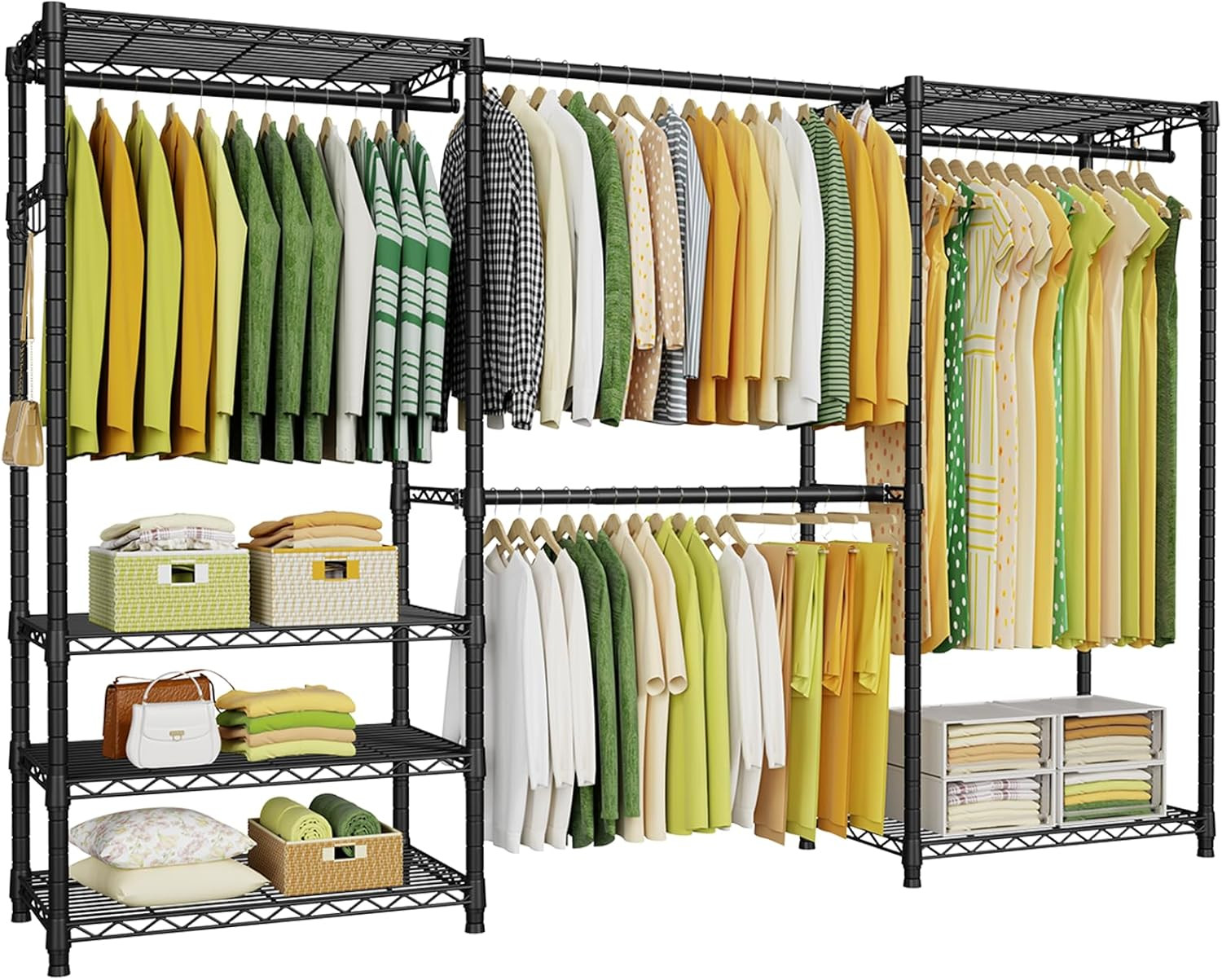 Coat Rack Standing - Heavy-Duty Closet System, 6-Tier Clothing Rack