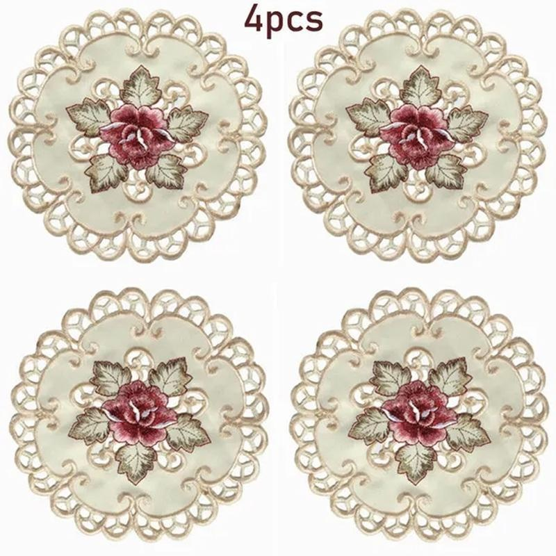 4pcs Round Embroidered Flower  - Conference Table Round 评论和价格