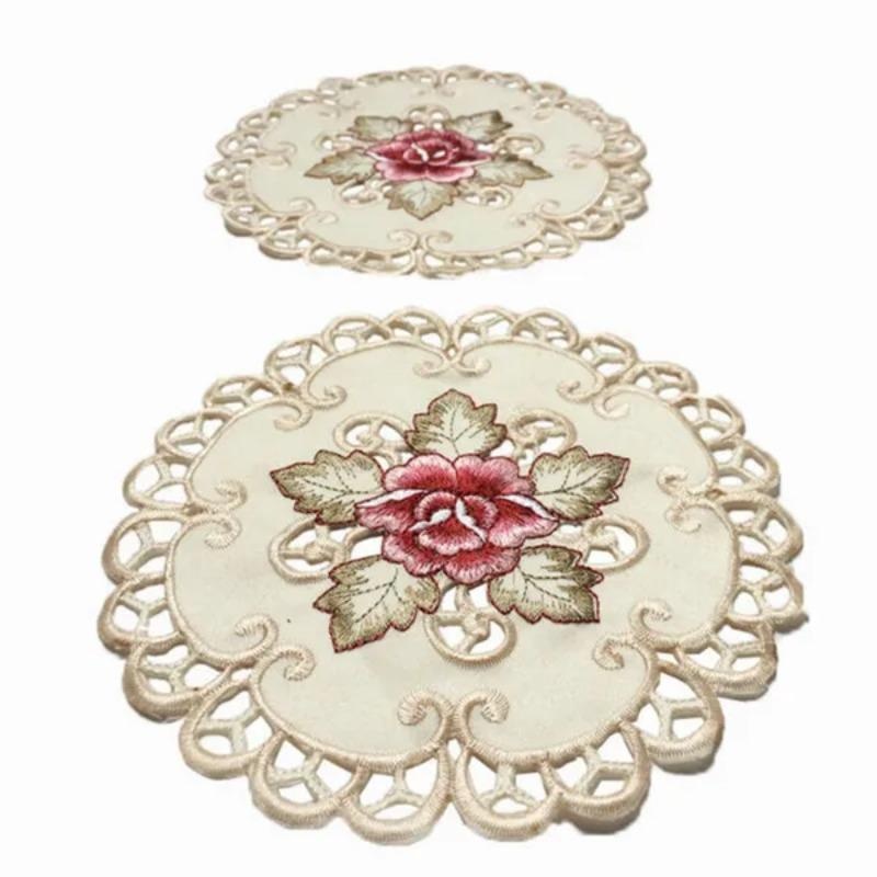 4pcs Round Embroidered Flower  - Conference Table Round 评论和价格