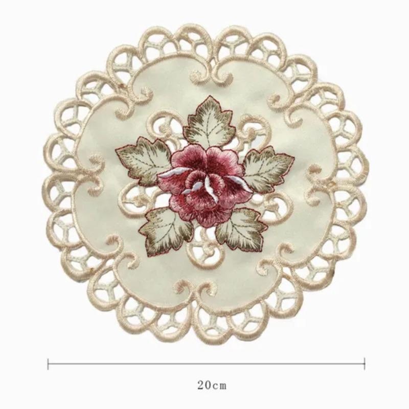 4pcs Round Embroidered Flower  - Conference Table Round 评论和价格