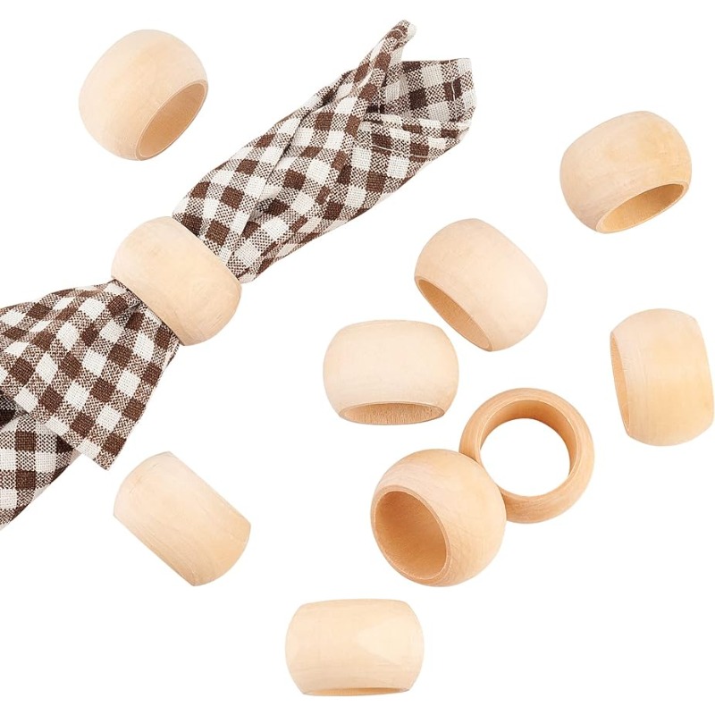 10pcs Wood Napkin Rings Servie - Conference Table Round 评论和价格