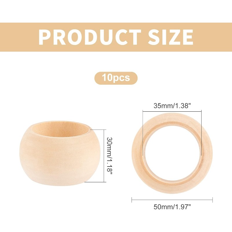 10pcs Wood Napkin Rings Servie - Conference Table Round 评论和价格
