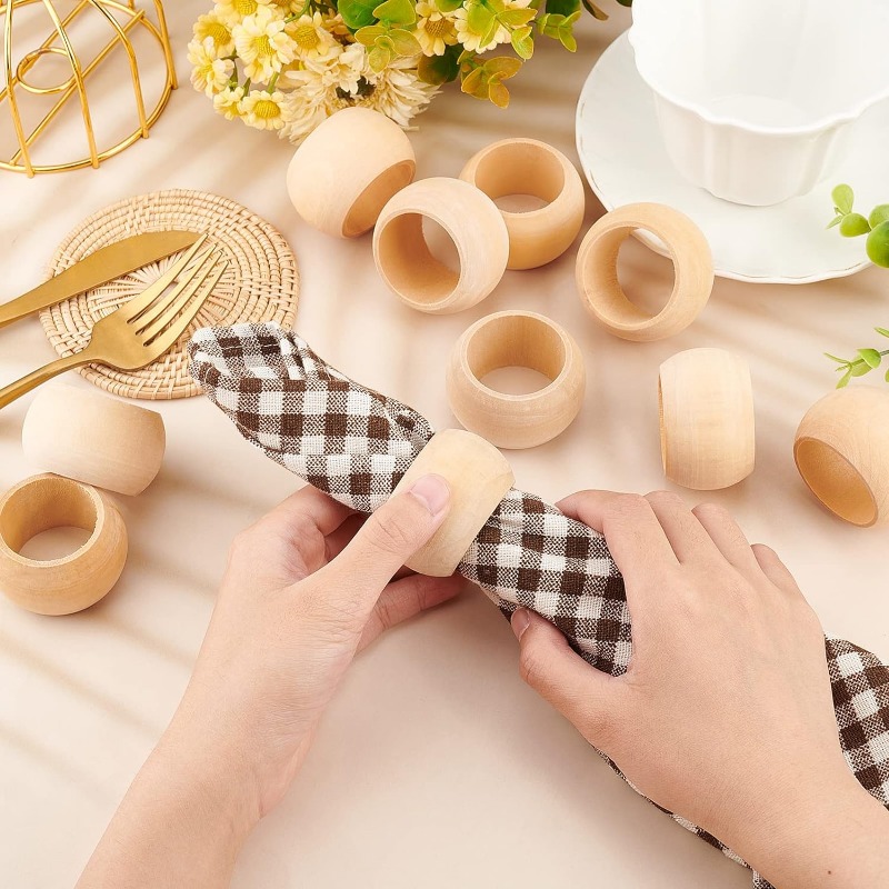 10pcs Wood Napkin Rings Servie - Conference Table Round 评论和价格