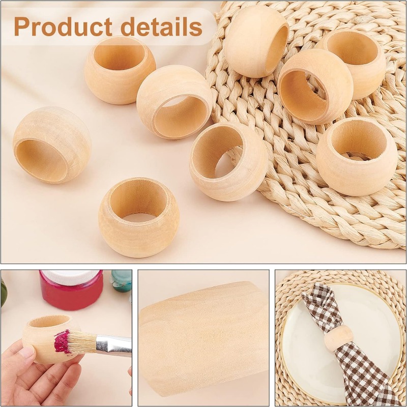 10pcs Wood Napkin Rings Servie - Conference Table Round 评论和价格