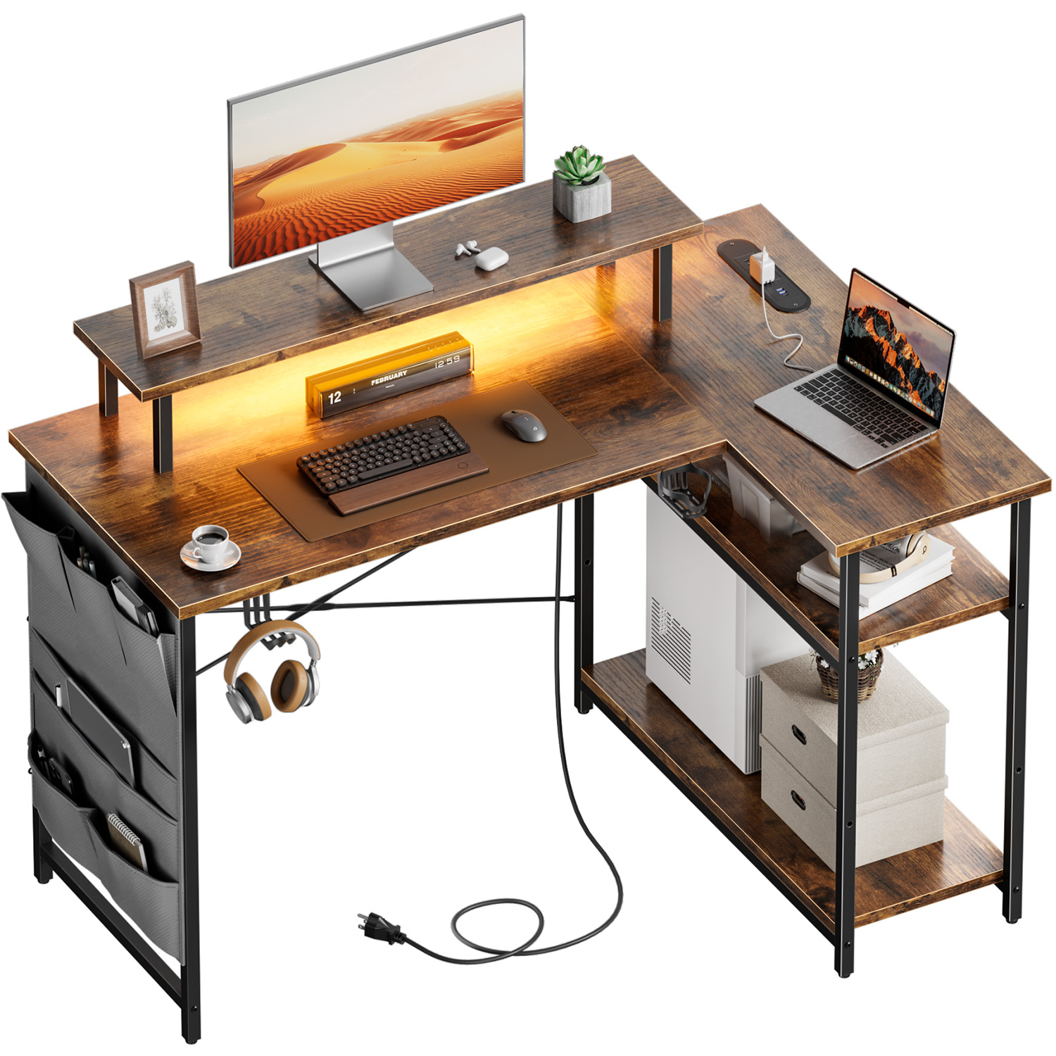 L-Shaped Computer Desk, Featur - Office X Furniture 评论和价格
