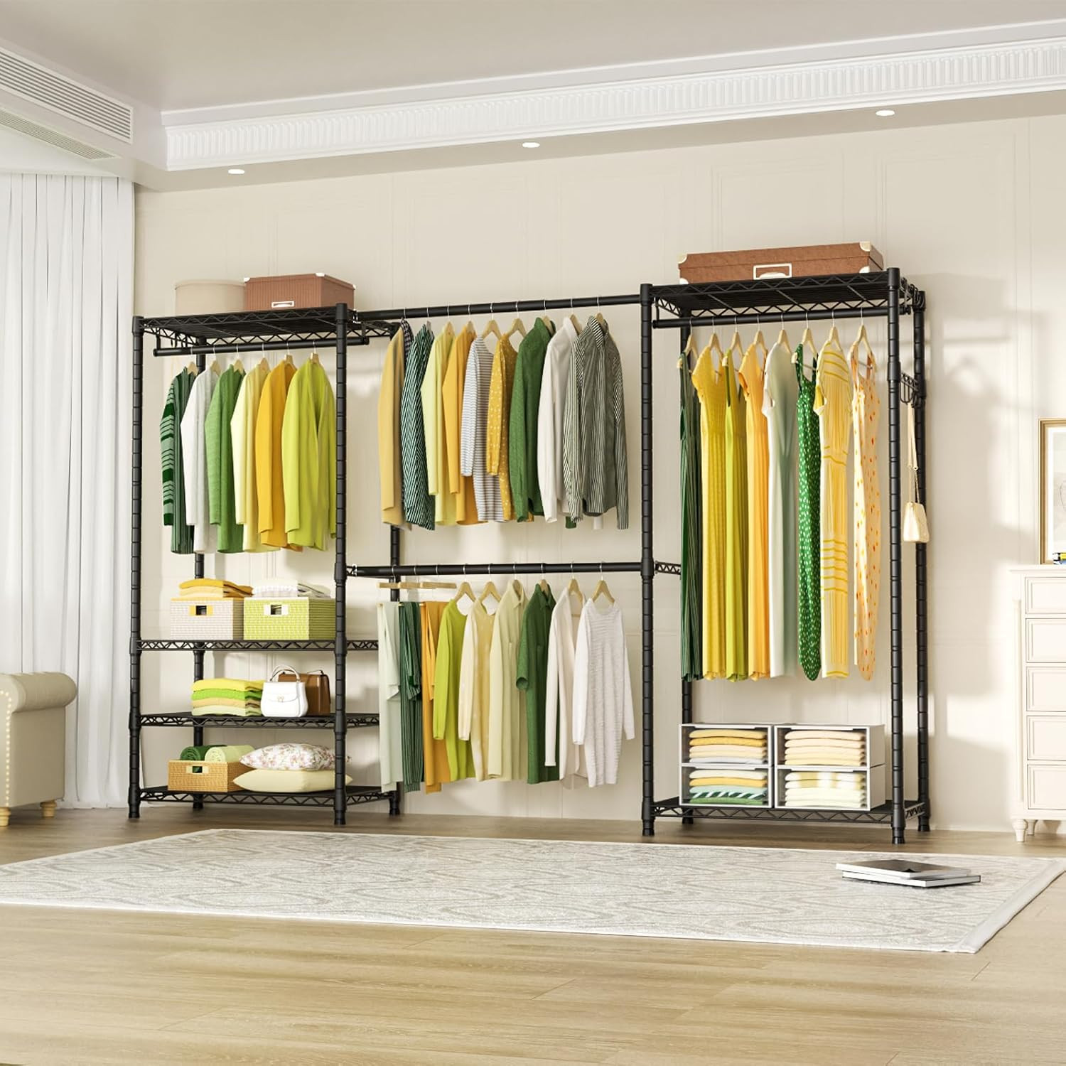 Heavy-Duty Closet System, 6-Ti - Coat Rack Standing 评论和价格