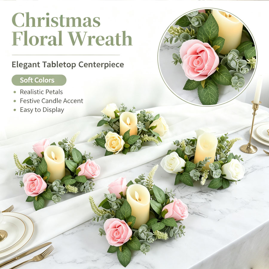 Artificial Rose Wreath Shaped  - Conference Table Round 评论和价格